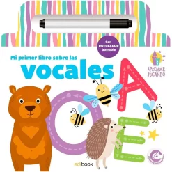 Libro Pizarra Educativo Vocales Con Rotulador Borrable