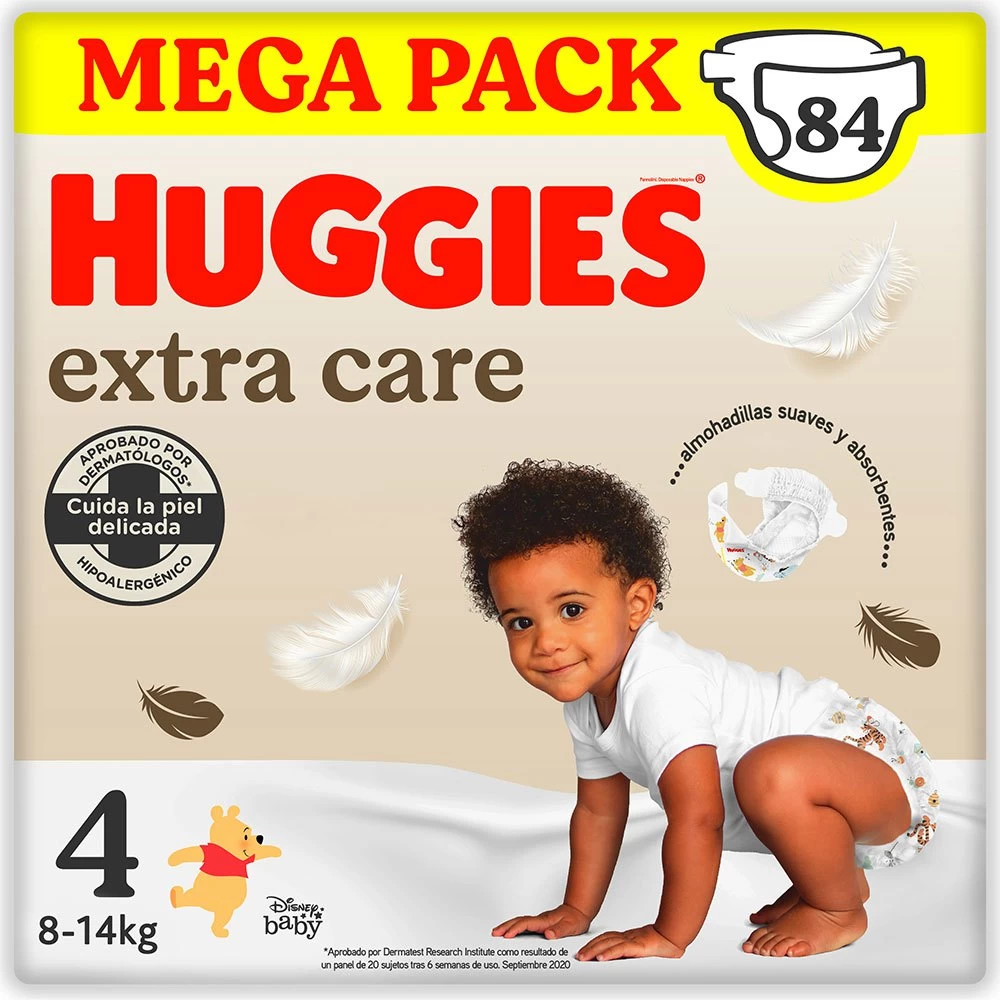 HUGGIES Pañales Extra Care Talla 4 84 Unidades