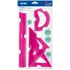Milan Juego Dibujo Flexible Rosa 4 Piezas Regla 30