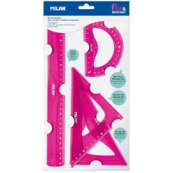 Milan Juego Dibujo Flexible Rosa 4 Piezas Regla 30
