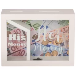 Hucha Madera-Cristal Ella Y Él 20X15X5