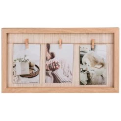 Marco Para 3 Fotos Con Pinzas Madera 43X23